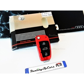 Cover RIGIDA Rosso Metalizzato, GUSCIO per Chiave Audi Q3 (8U - F3), Copertura Protezione Telecomando in ABS Termico