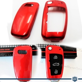 Cover RIGIDA Rosso Metalizzato, GUSCIO per Chiave Audi TT (8J), Copertura Protezione Telecomando in ABS Termico