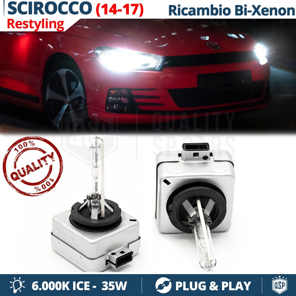 2x Bombillas Bi-Xenon D3S de Repuesto para VOLKSWAGEN SCIROCCO 14-17 Luz 6.000K Blanco Frio Lámpara 35W