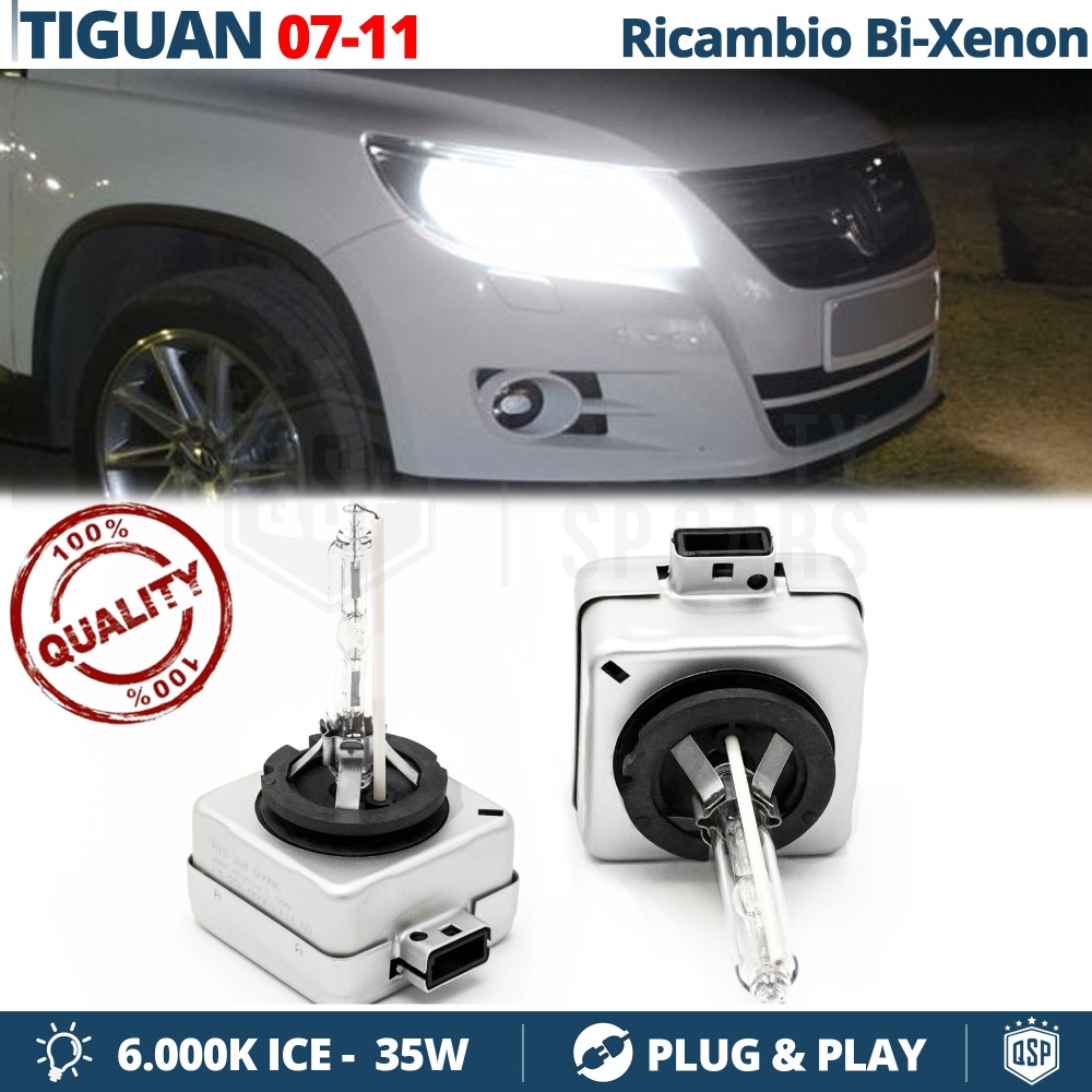 2x Bombillas Bi-Xenon D1S de Repuesto para VOLKSWAGEN TIGUAN 1 07-11 Luz 6.000K Blanco Frio Lámpara 35W