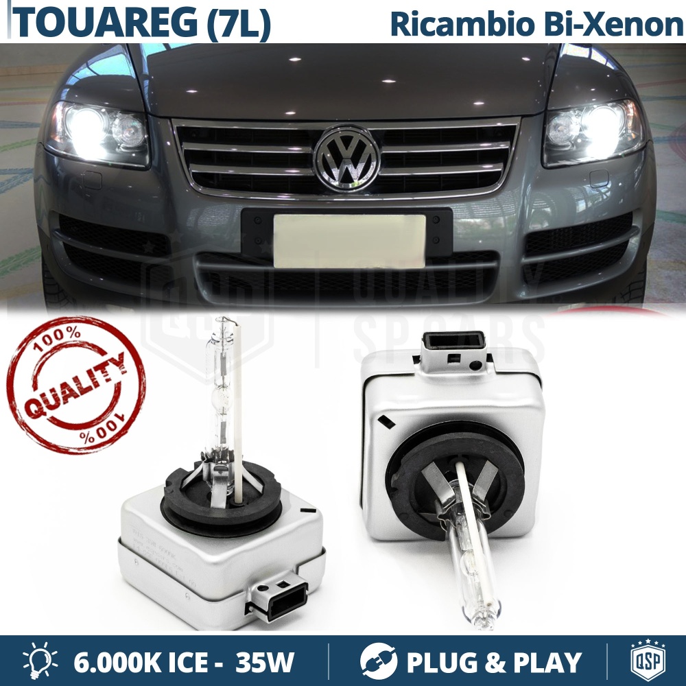 2x Bombillas Bi-Xenon D1S de Repuesto para VOLKSWAGEN TOUAREG (7L) Luz 6.000K Blanco Frio Lámpara 35W