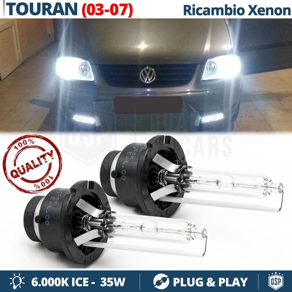 2x Bombillas Xenon D2S de Repuesto para VOLKSWAGEN TOURAN 1 03-10 Luz 6.000K Blanco Frio Lámpara 35W