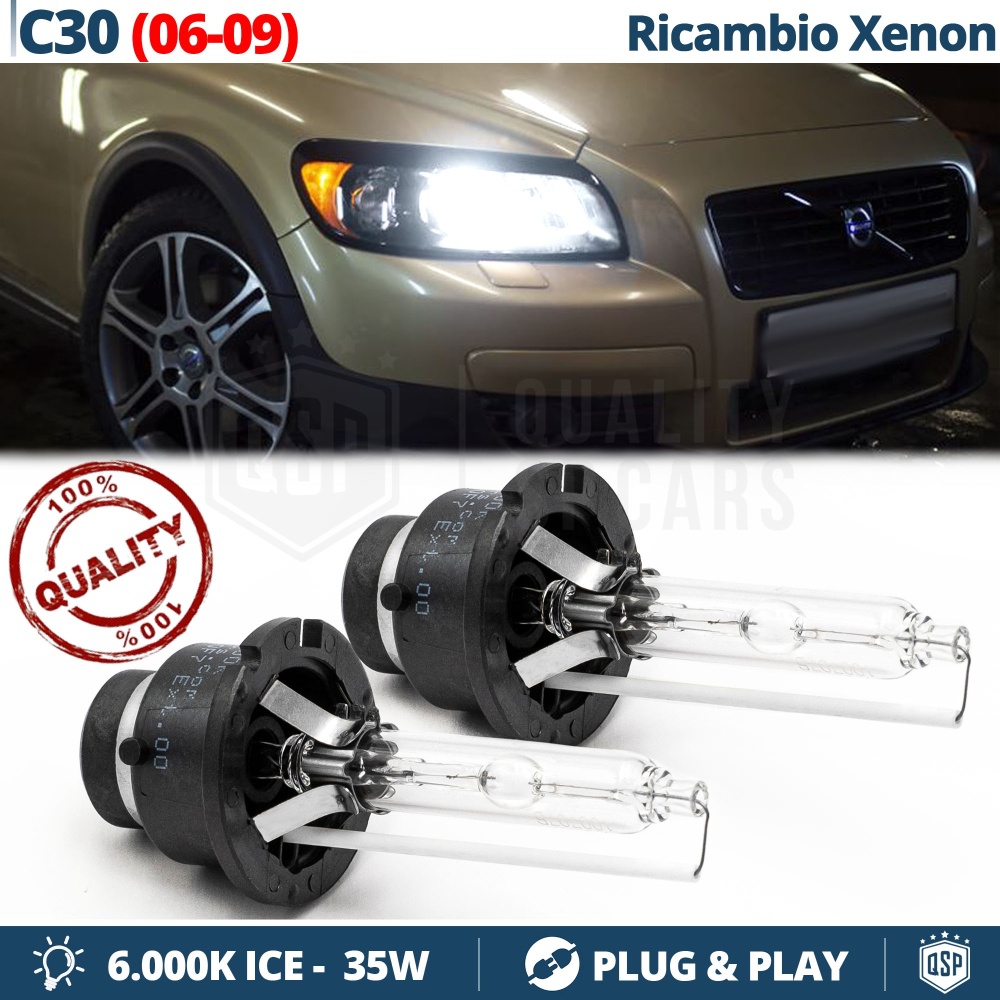 2x Bombillas Bi-Xenon D2S de Repuesto para VOLVO C30 06-09 Luz 6.000K Blanco Frio Lámpara 35W