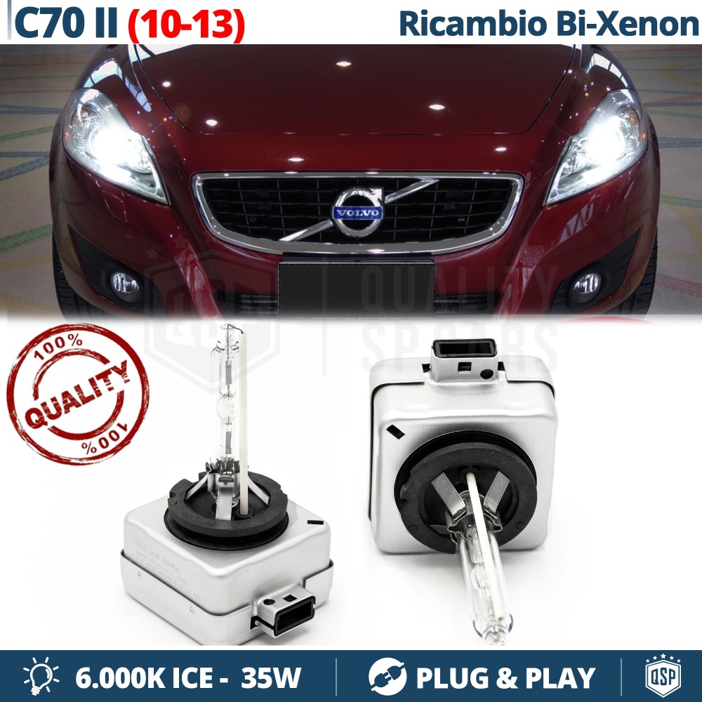 2x Bombillas Bi-Xenon D3S de Repuesto para VOLVO C70 2 10-13 Luz 6.000K Blanco Frio Lámpara 35W