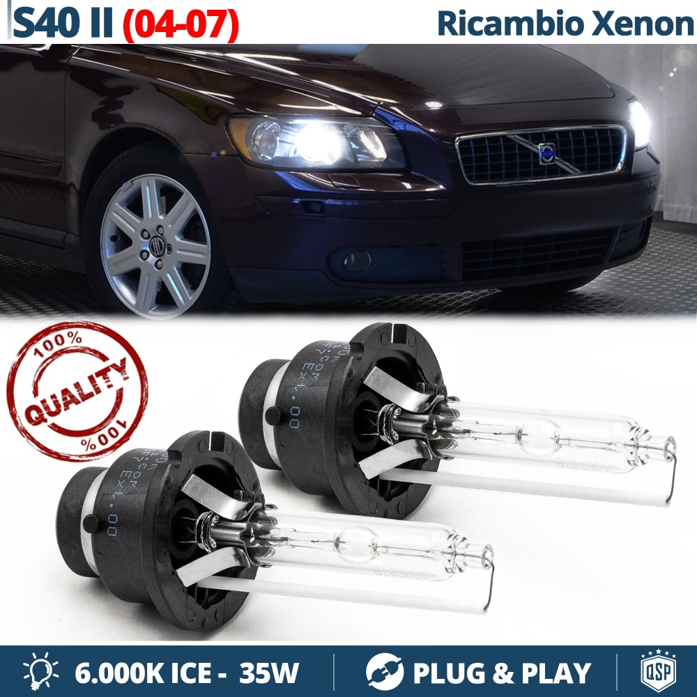 2x Bombillas Bi-Xenon D2S de Repuesto para VOLVO S40 2 04-07 Luz 6.000K Blanco Frio Lámpara 35W