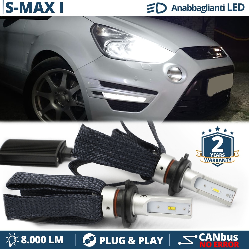 Kit LED H7 para Ford S-MAX 1 Luces de Cruce CANbus | 6500K Blanco Frío 8000LM