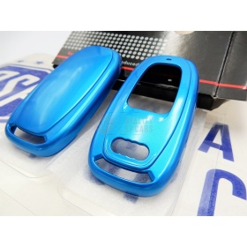 Metallic BLUE Hard Remote Key Cover for Audi A8 (D4/4H) PROTECTOR Shell Case in Thermal Abs