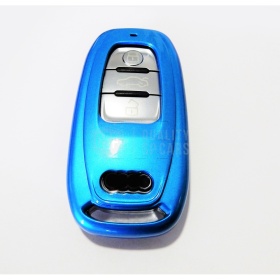 Funda Rígida Llave Mando AZUL metalizado para Audi Q5 (B8/8R) Carcasa Protectora en Abs Térmico