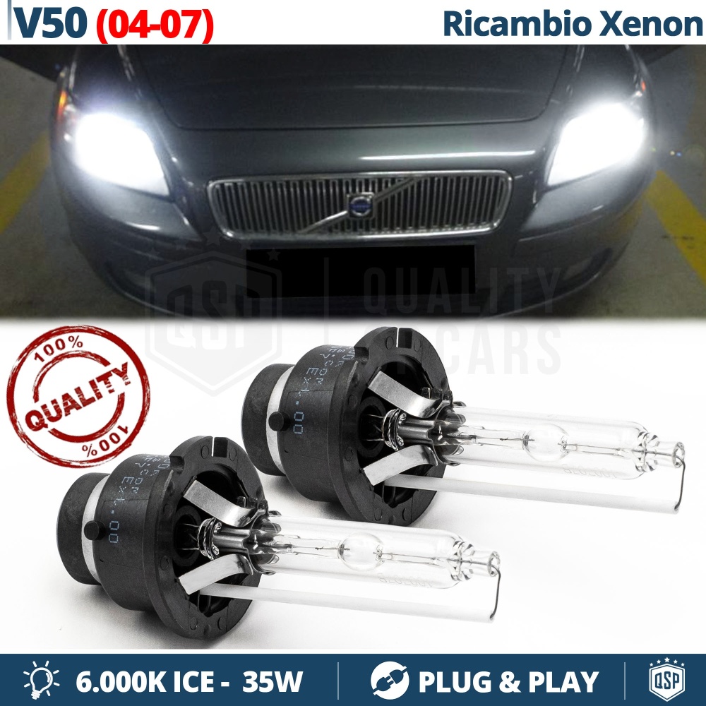 2x Bombillas Bi-Xenon D2S de Repuesto para VOLVO V50 04-07 Luz 6.000K Blanco Frio Lámpara 35W