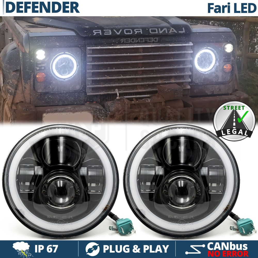 FAROS LED Angel Eyes para LAND ROVER DEFENDER, Luz Blanca 6500K | APROBADO