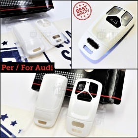 Cover Rigida Bianco Metallizzato, Guscio per Chiave Audi A4 (B9), Copertura Protezione Telecomando in ABS Termico
