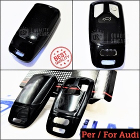Funda Rígida Llave Mando NEGRO metalizado para Audi A5 (B9/8W6) Carcasa Protectora en Abs Térmico