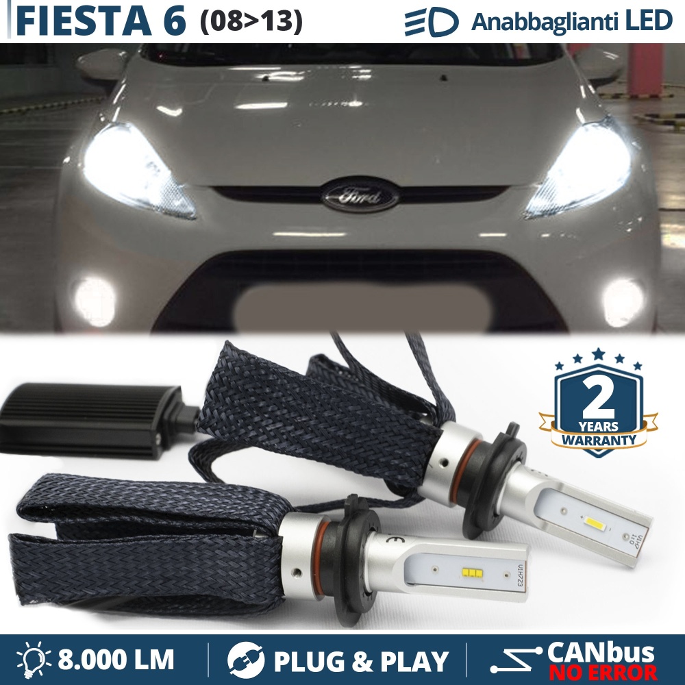 Kit LED H7 CANbus per Ford FIESTA mk6 08-13 Luci Anabbaglianti | Bianco Ghiaccio 6500K 8000LM