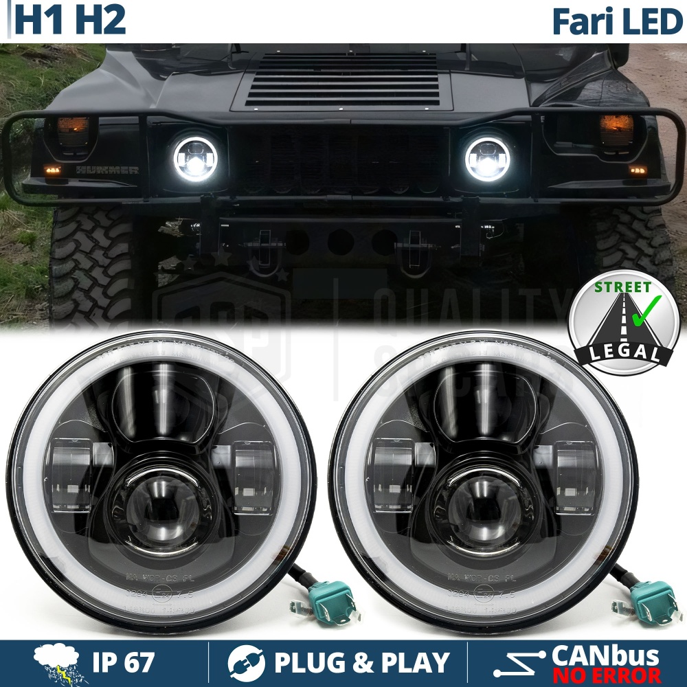 FAROS LED Angel Eyes para HUMMER H1 H2, Luz Blanca 6500K | APROBADO FAROS LED Angel Eyes para HUMMER H1 H2, Luz Blanca 6500K | APROBADO
