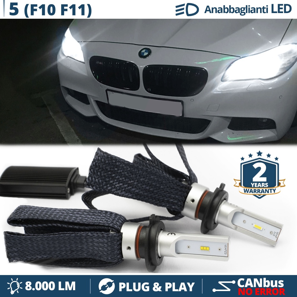 Kit LED H7 para BMW Serie 5 F10 F11 Luces de Cruce CANbus | 6500K Blanco Frío 8000LM