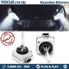2x Bombillas Bi-Xenon D3S de Repuesto para FORD FOCUS Mk3 Facelift Luz 6.000K Blanco Frio Lámpara 35W