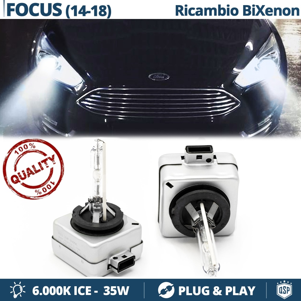 2x Bombillas Bi-Xenon D3S de Repuesto para FORD FOCUS Mk3 Facelift Luz 6.000K Blanco Frio Lámpara 35W