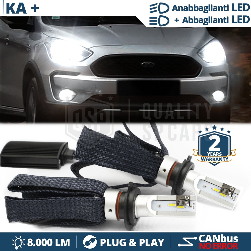 H4 Full LED Kit for FORD KA+ Low + High Beam | 6500K 8000LM CANbus Error FREE