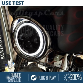 FARO LED 7'' para Motos HARLEY DAVIDSON, APROBADO | Luz Blanca 6500K ANGEL EYES