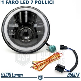 FARO LED 7'' para Motos HARLEY DAVIDSON, APROBADO | Luz Blanca 6500K ANGEL EYES