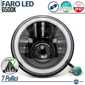 FARO LED 7'' para Motos HARLEY DAVIDSON, APROBADO | Luz Blanca 6500K ANGEL EYES
