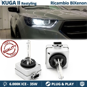 2x D3S Bi-Xenon Replacement Bulbs for FORD KUGA 2 Facelift HID 6.000K White Ice 35W