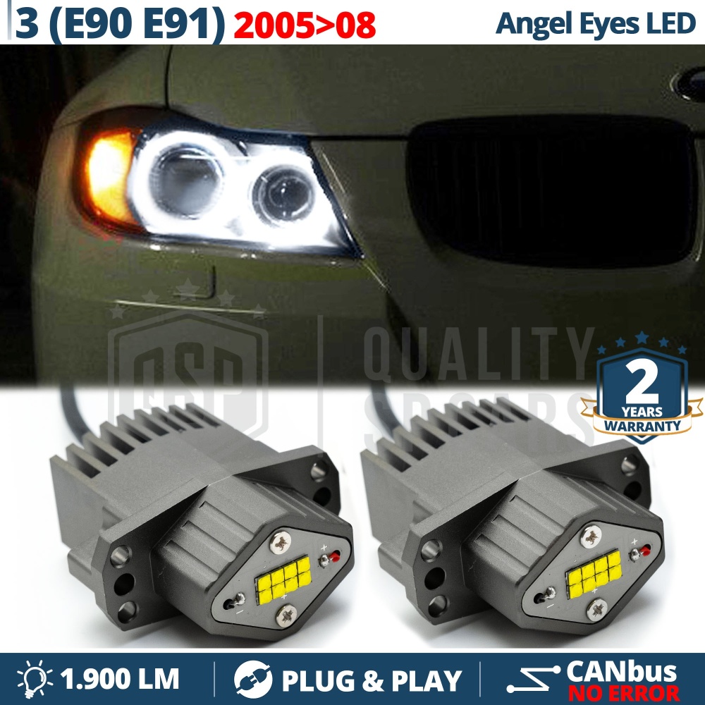 ANGEL EYES LED Para BMW SERIE 3 E90 E91 (05-08) CON XENON | Luz Blanca 80W | CANbus NO ERROR