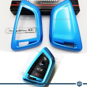 Rigid Schlüssel Fernbedienung Schutz Hülle metallisch Blau für Bmw X6 (F16) Gehäuse aus Thermischer Abs