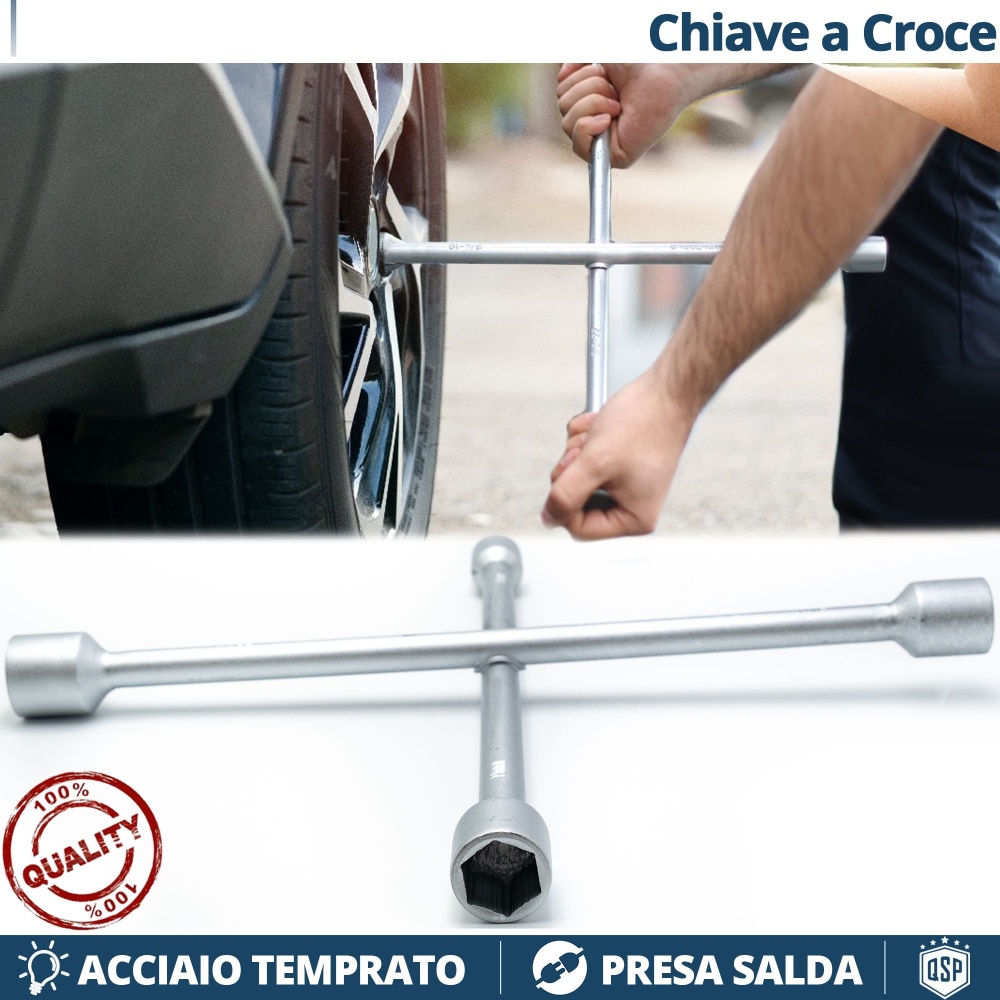 Professional CROSS KEY Suitable for for LANCIA Wheels | in Hardened STEEL | Bolts 17 - 19 - 21 - 23