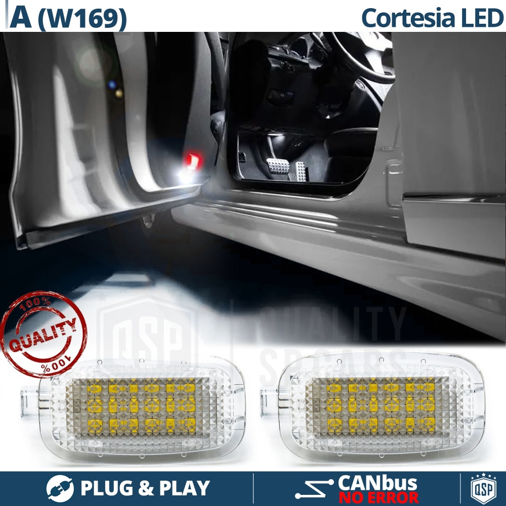 2 Éclairage de Portes LED pour MERCEDES CLASSE A W169 | Lumières de Courtoisie BLANCHES | CANbus