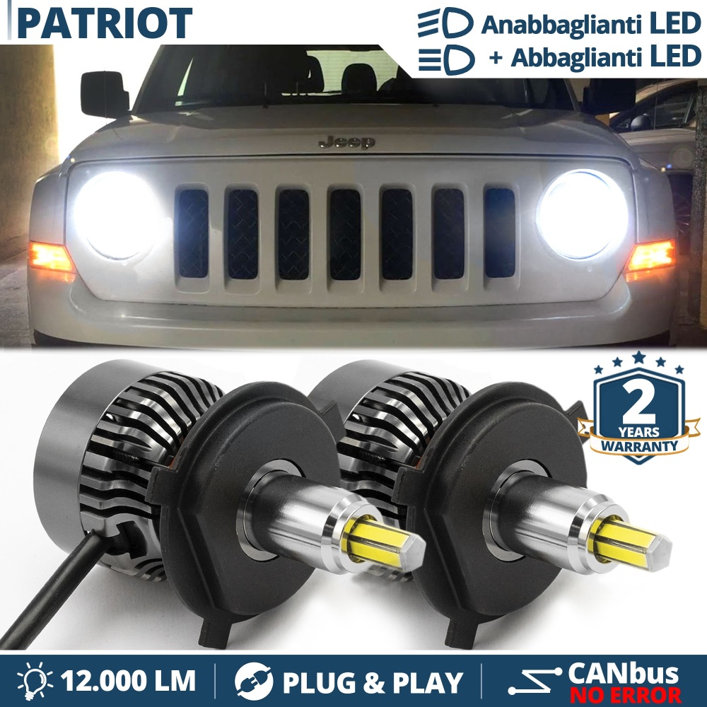 Kit LED para JEEP PATRIOT Luces de Cruce + Carretera | 6500K 12000LM CANbus
