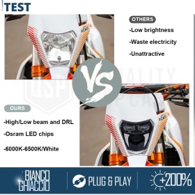 FARO LED para Motocicletas KTM APROBADO Uso Calle | POTENTE Luz Blanca 6500K | Plug & Play