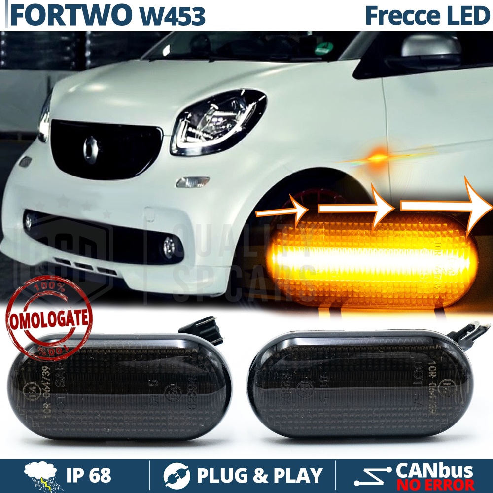 X2 Intermitentes LED para Smart Fortwo W453 Secuenciales Homologados, Lente Negra, CANbus No Error X2 Intermitentes LED para Smart Fortwo W453 Secuenciales Homologados, Lente Negra, CANbus No Error