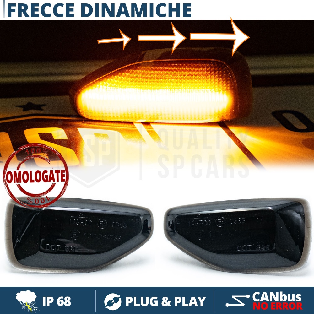 X2 Intermitentes LED Secuenciales para RENAULT Homologados, Lente Negra, CANbus No Error X2 Intermitentes LED Secuenciales para RENAULT Homologados, Lente Negra, CANbus No Error