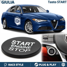 Botón START STOP Negro para Alfa Giulia | Pulsador Adhesivo Arranque Motor en ALUMINIO