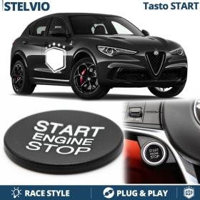 TASTO Start Stop NERO per Alfa Stelvio | Cover Adesiva Pulsante di Accensione Motore in ALLUMINIO