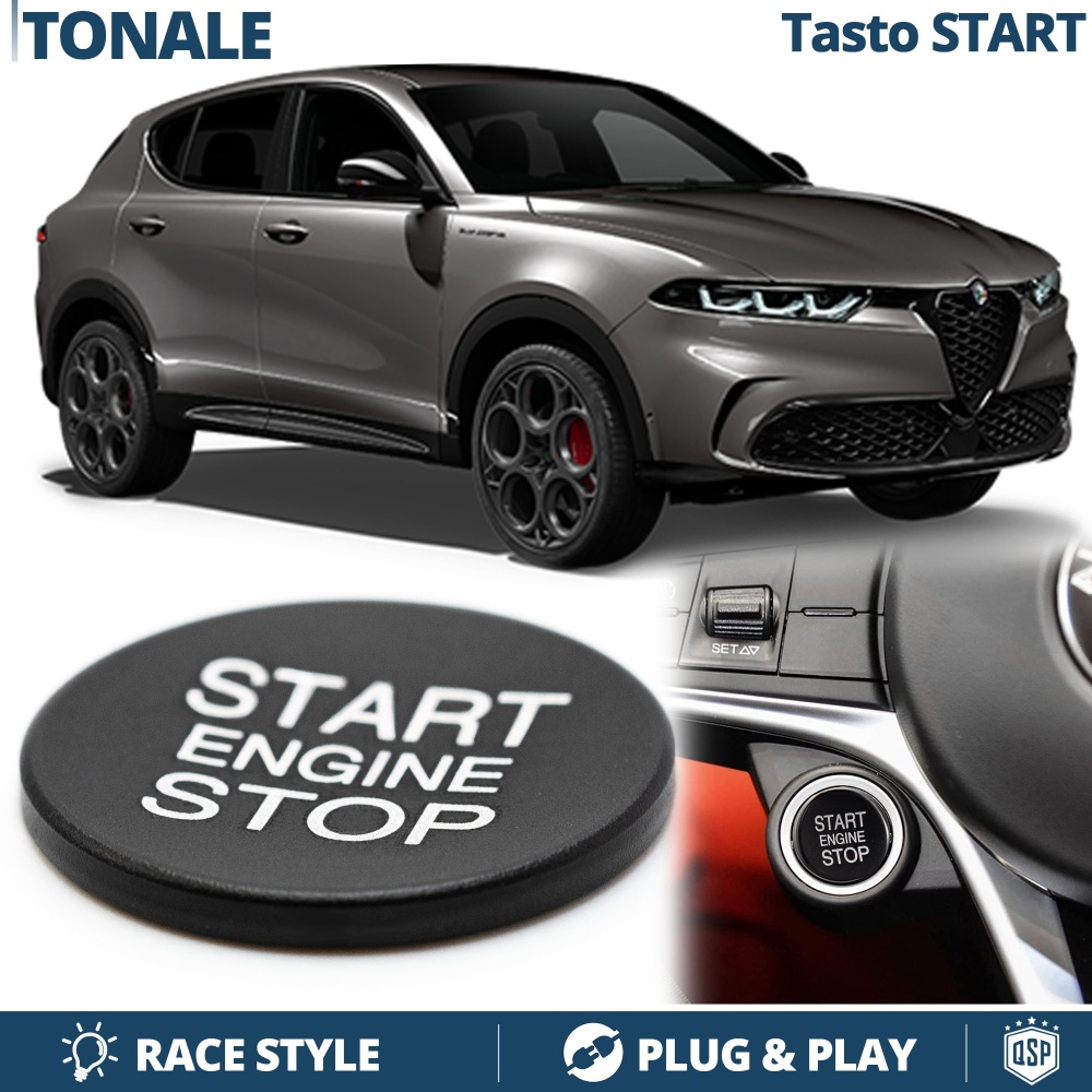 TASTO Start Stop NERO per Alfa Tonale | Cover Adesiva Pulsante di Accensione Motore in ALLUMINIO TASTO Start Stop NERO per Alfa Tonale | Cover Adesiva Pulsante di Accensione Motore in ALLUMINIO