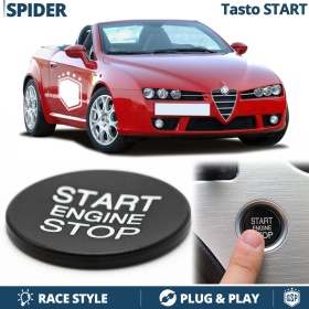 Botón START STOP Negro para Alfa Spider | Pulsador Adhesivo Arranque Motor en ALUMINIO