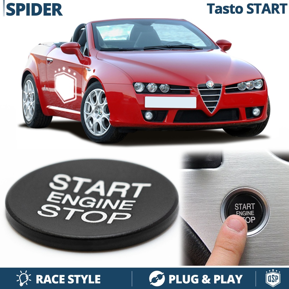 Botón START STOP Negro para Alfa Spider | Pulsador Adhesivo Arranque Motor en ALUMINIO Botón START STOP Negro para Alfa Spider | Pulsador Adhesivo Arranque Motor en ALUMINIO