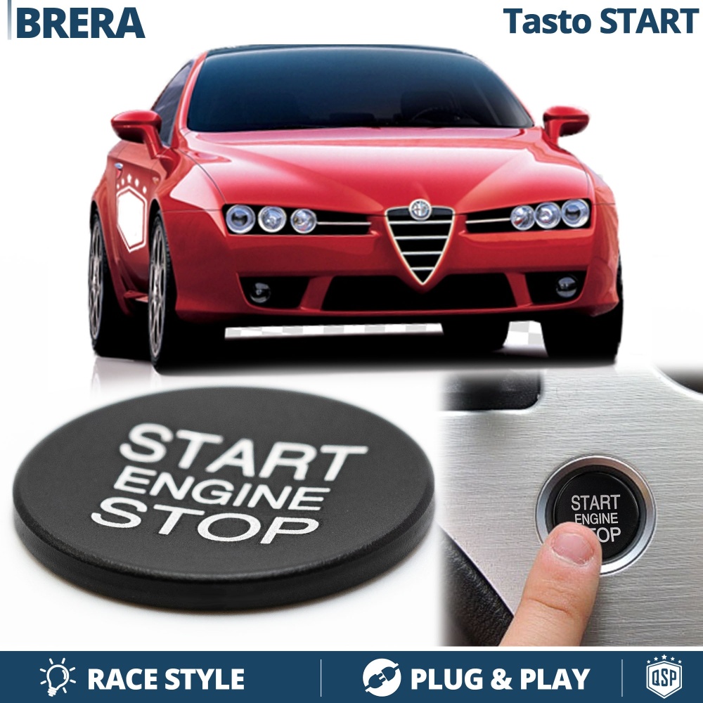TASTO Start Stop NERO per Alfa Brera | Cover Adesiva Pulsante di Accensione Motore in ALLUMINIO TASTO Start Stop NERO per Alfa Brera | Cover Adesiva Pulsante di Accensione Motore in ALLUMINIO