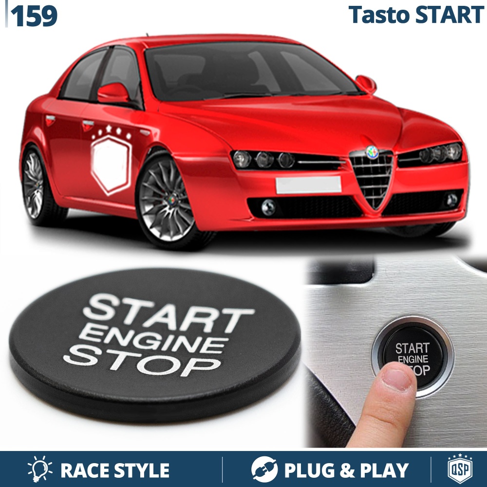 Bouton START STOP Noir pour Alfa 159 | Bouton Adhésif de Démarrage du Moteur en ALUMINIUM