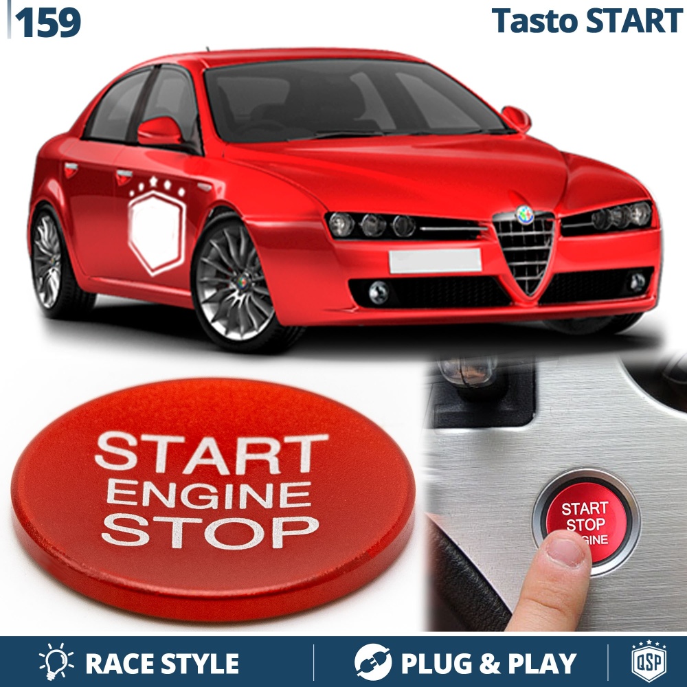 START STOP Red Button for Alfa 159 | Engine Start Adhesive Button in ALUMINIUM