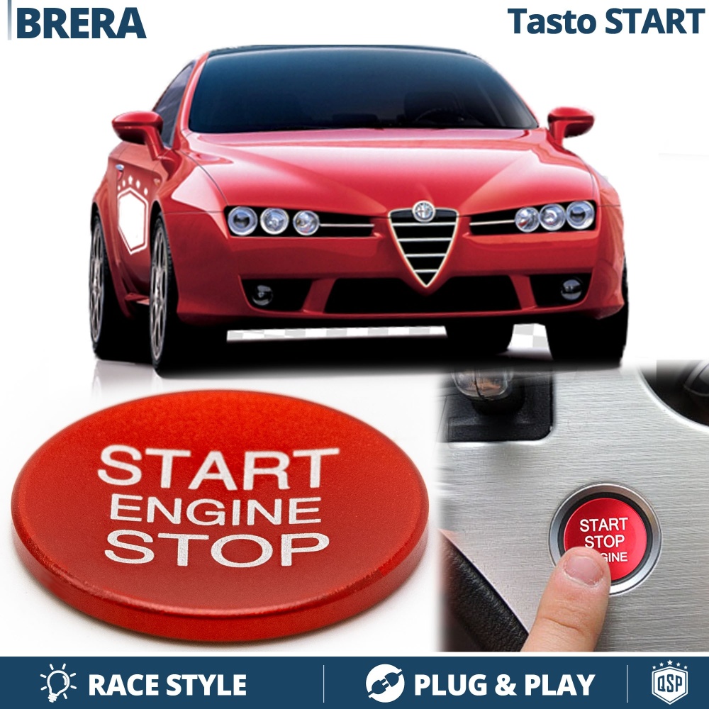 Botón START STOP Rojo para Alfa Brera | Pulsador Adhesivo Arranque Motor en ALUMINIO