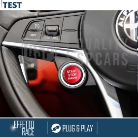 Botón START STOP Rojo  para Alfa Giulia | Pulsador Adhesivo Arranque Motor en ALUMINIO