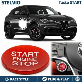 Botón START STOP Rojo para Alfa Stelvio | Pulsador Adhesivo Arranque Motor en ALUMINIO