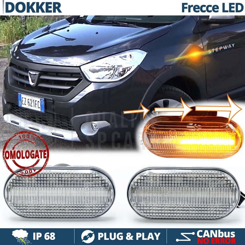 LED Side Markers for Dacia DOKKER Sequential Dynamic E-Approved, Canbus No Error LED Side Markers for Dacia DOKKER Sequential Dynamic E-Approved, Canbus No Error