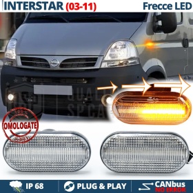 Frecce LED Dinamiche per Nissan Interstar (03-11), Laterali SEQUENZIALI Omologate, CANbus No Errori