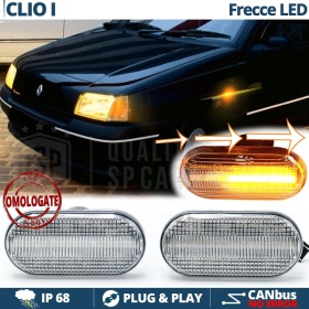 Frecce LED Dinamiche per Renault CLIO 1, Laterali SEQUENZIALI Omologate, CANbus No Errori