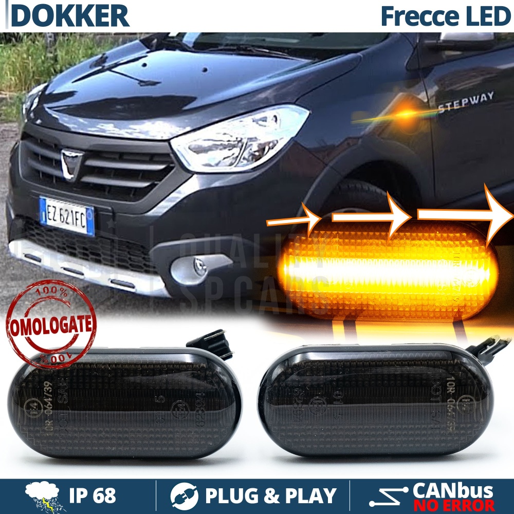 X2 Intermitentes LED para Dacia DOKKER Secuenciales Homologados, Lente Negra, CANbus No Error X2 Intermitentes LED para Dacia DOKKER Secuenciales Homologados, Lente Negra, CANbus No Error