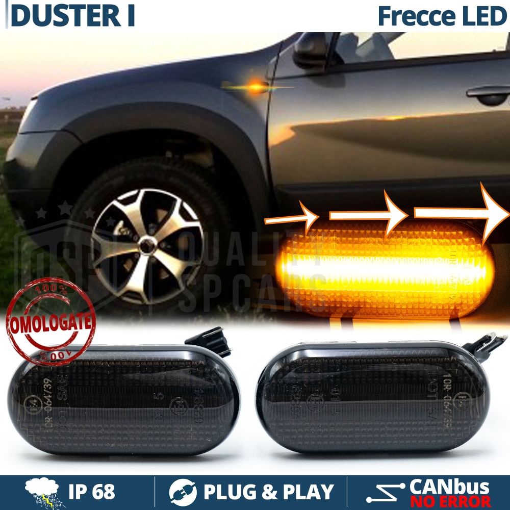 X2 Intermitentes LED para Dacia DUSTER 1 Secuenciales Homologados, Lente Negra, CANbus No Error X2 Intermitentes LED para Dacia DUSTER 1 Secuenciales Homologados, Lente Negra, CANbus No Error